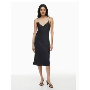 New Wilfred Aritzia Womens Black Only Slip Satin Midi Dress Large